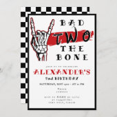 Bad Two The Bone 2nd Birthday Skeleton Hand Kaart (Voorkant / Achterkant)