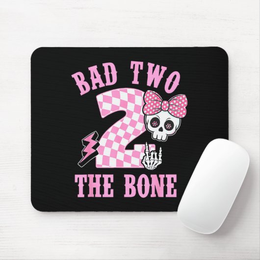 Bad Two The Bone Birthday 2 Years Old Nk Checkered Muismat (Met muis)