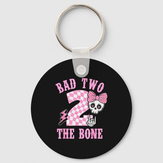 Bad Two The Bone Birthday 2 Years Old Nk Checkered Sleutelhanger (Voorkant)
