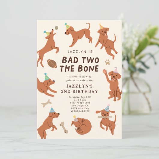 Bad Two The Bone Dogs 2e verjaardag Kaart (Staand voorkant)