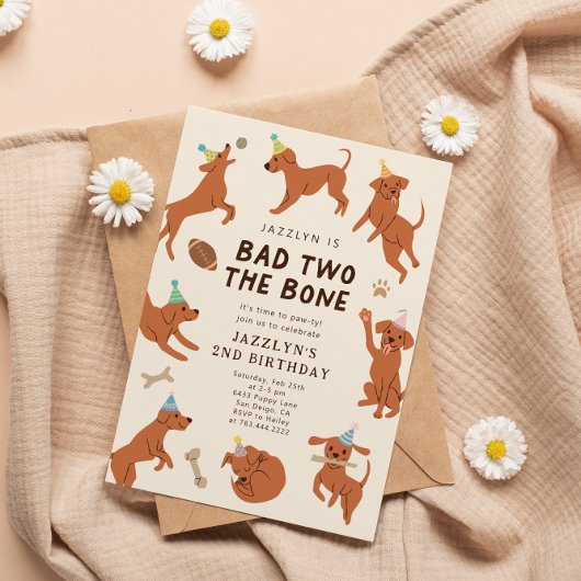 Bad Two The Bone Dogs 2e verjaardag Kaart