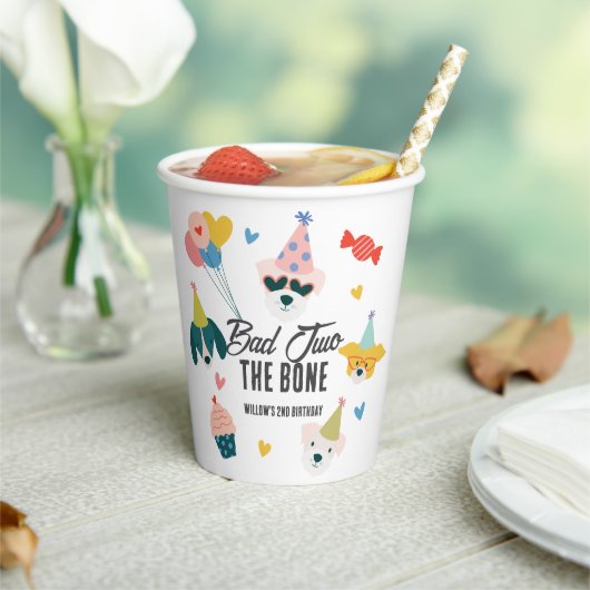 Bad Two The Bone Dogs Balloons 2e verjaardag Papieren Bekers (Insitu)
