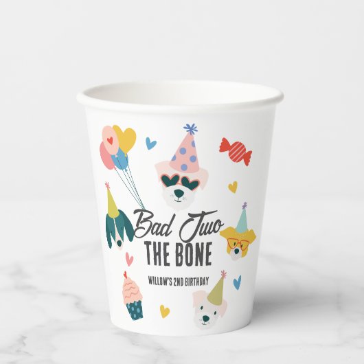 Bad Two The Bone Dogs Balloons 2e verjaardag Papieren Bekers (Voorkant)