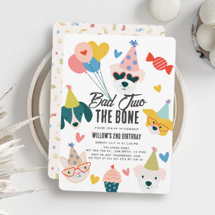 Bad Two The Bone Dogs & Cat Balloons 2e verjaardag Kaart