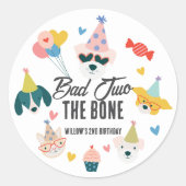 Bad Two The Bone Dogs & Cat Balloons 2e verjaardag Ronde Sticker (Voorkant)