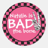 Bad Two The Bone gepersonaliseerd 2e verjaardagsfe Ronde Sticker (Voorkant)