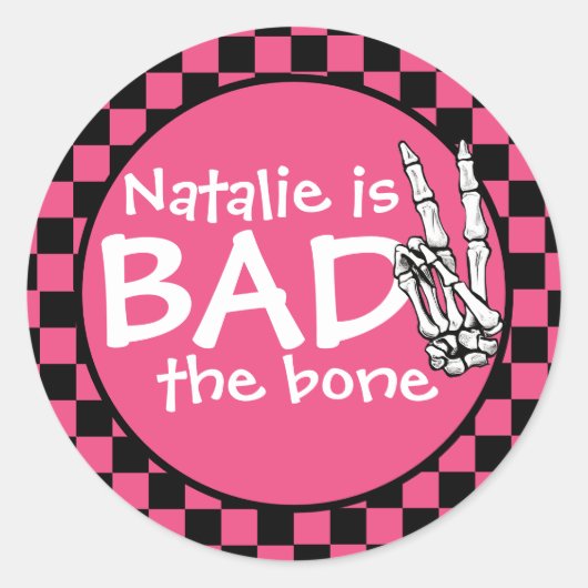 Bad Two The Bone gepersonaliseerd 2e verjaardagsfe Ronde Sticker (Voorkant)