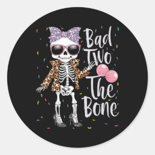 Bad Two The Bone Halloween Verjaardag 2e Verjaarda Ronde Sticker