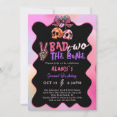 Bad Two The Bone Pink Paarse 2e verjaardagsfeestje Kaart (Voorkant)