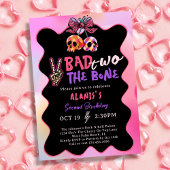 Bad Two The Bone Pink Paarse 2e verjaardagsfeestje Kaart
