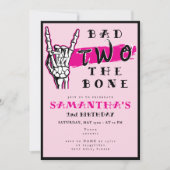 Bad Two The Bone Pink Skeleton Hand 2e verjaardag Kaart (Voorkant)