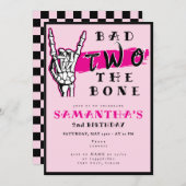 Bad Two The Bone Pink Skeleton Hand 2e verjaardag Kaart (Voorkant / Achterkant)