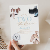 Bad TWO the Bone Puppy Birthday Invitation Kaart