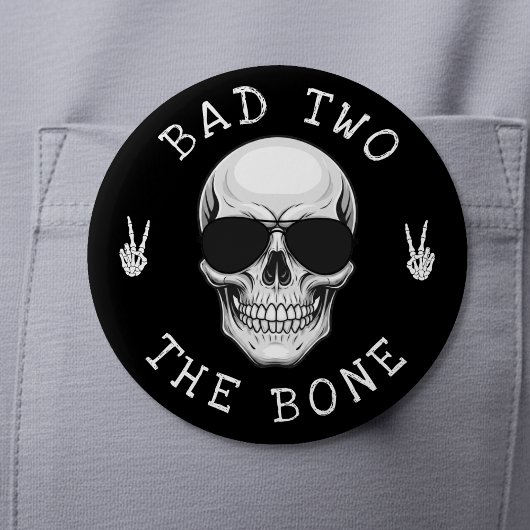 Bad Two the Bone Skeleton Skull 2nd Birthday Party Ronde Button 5,7 Cm