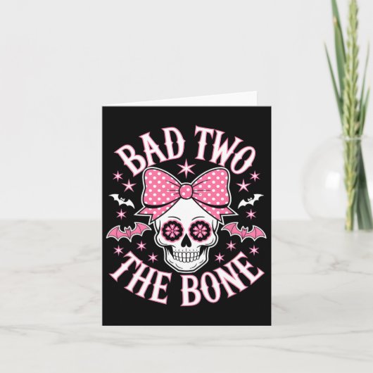 Bad Two The Bone Skull Pink Bow Stars beroemd gema Kaart (Voorkant)