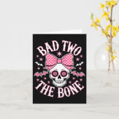 Bad Two The Bone Skull Pink Bow Stars beroemd gema Kaart (Gele Bloem)
