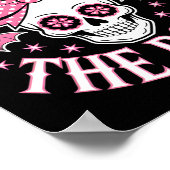 Bad Two The Bone Skull Pink Bow Stars beroemd gema Poster (Hoek)