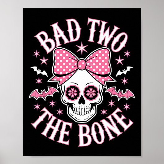 Bad Two The Bone Skull Pink Bow Stars beroemd gema Poster (Voorkant)