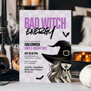 Bad Witch Energy Girls Night Halloween Party Kaart