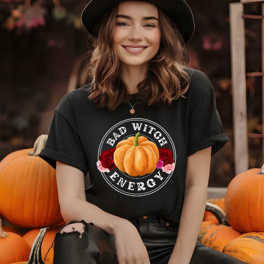 Bad Witch Energy - leuke pompoen Halloween zwart T-shirt