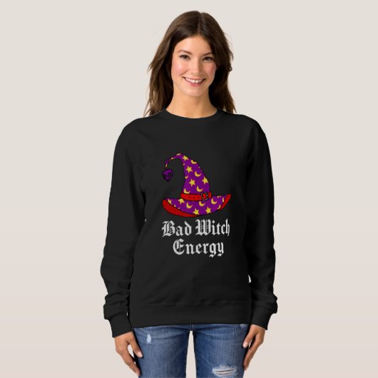 Bad Witch Energy Salem Witches Pet Halloween Spell Trui (Voorkant volledig)