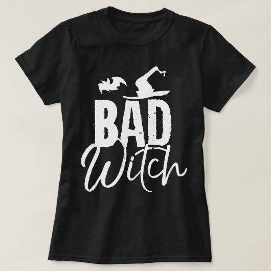 Bad Witch Funny Halloween Party Couples Costume Lo T-shirt (Design voorkant)