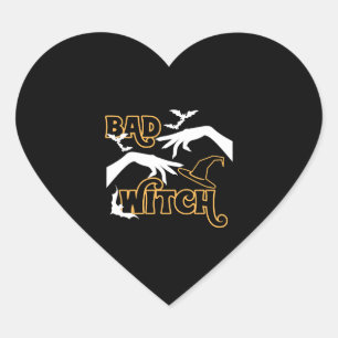 Bad Witch Grappig Halloween kostuum voor vrouwen Hart Sticker