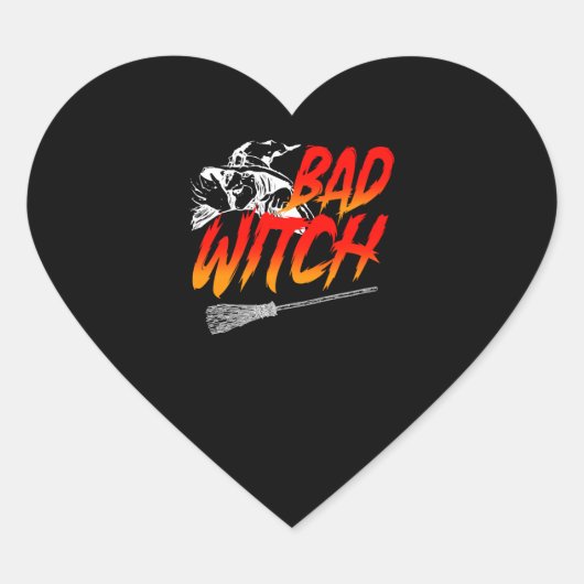 Bad Witch Halloween Hart Sticker (Voorkant)