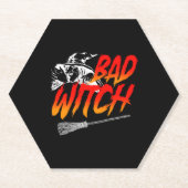 Bad Witch Halloween Kartonnen Onderzetters (Voorkant)