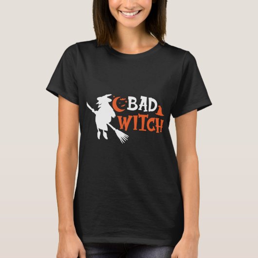 Bad Witch Halloween Typography T-Shirt (Voorkant)