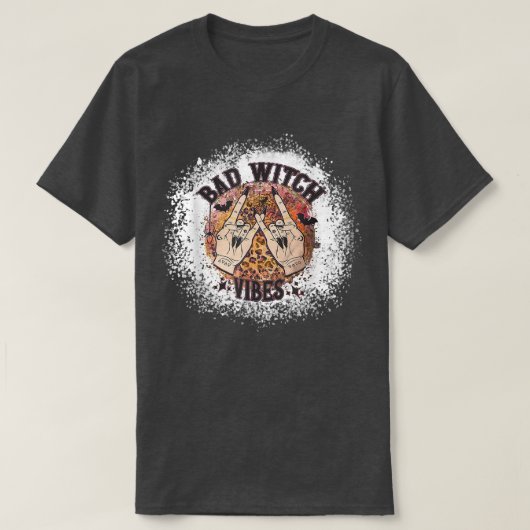Bad Witch Vibes Leopard met Bat Lover grappige hal T-shirt (Design voorkant)