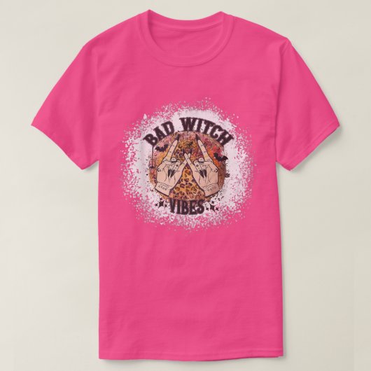 Bad Witch Vibes Leopard met Bat Lover grappige hal T-shirt (Design voorkant)