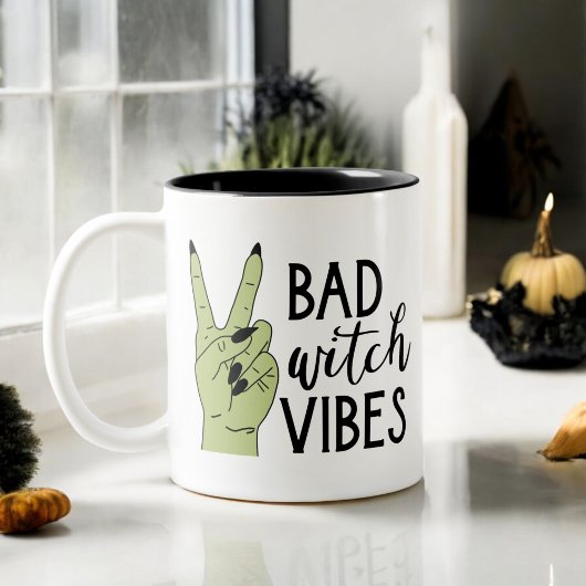 Bad Witch vibes moderne Halloween Tweekleurige Koffiemok