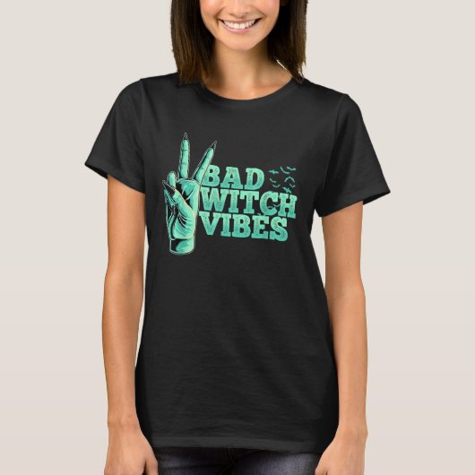 Bad Witch Vibes Pastel Gothic getuige Vredeshandte T-shirt (Voorkant)