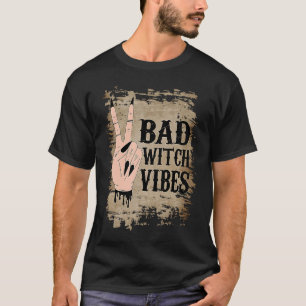 Bad Witch Vibes Peace Hand Girl Witches Gothic Hal T-shirt