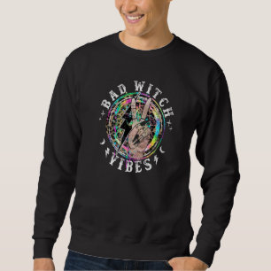 Bad Witch Vibes Peace Hand Leopard Witches Gothic Trui