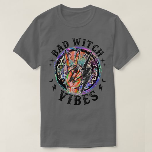 Bad Witch Vibes Tie Dye Leopard Funny Halloween Pa T-shirt (Design voorkant)