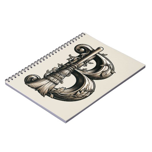 Bad Witch Witchy Bezem Letter B Initiaal Grimoire Notitieboek (Linkerzijde)