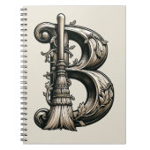 Bad Witch Witchy Bezem Letter B Initiaal Grimoire Notitieboek (Voorkant)
