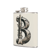 Bad Witch Witchy Broom Letter B Custom Initiaal Heupfles (Links)