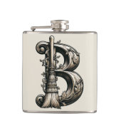 Bad Witch Witchy Broom Letter B Custom Initiaal Heupfles (Voorkant)