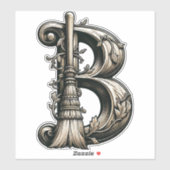Bad Witch Witchy Broom Letter B Custom Initiaal Sticker (Vel)