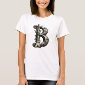 Bad Witch Witchy Broom Letter B Custom Initiaal T-shirt (Voorkant)