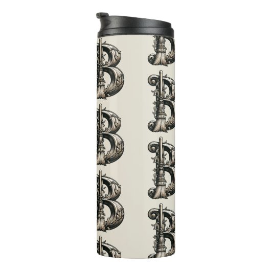 Bad Witch Witchy Broom Letter B Custom Initiaal Thermosbeker (Geroteerd rechts)