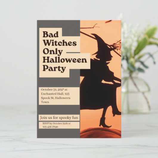 Bad Witches Only Halloween Party op maat Kaart (Staand voorkant)