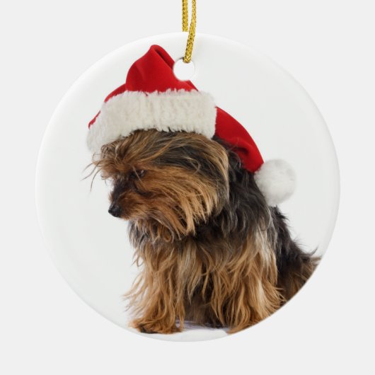 Bad Yorkie kerstversiering Keramisch Ornament (Voorkant)