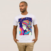 Badaist Maan Meisje Kunst T-shirt (Voorkant volledig)