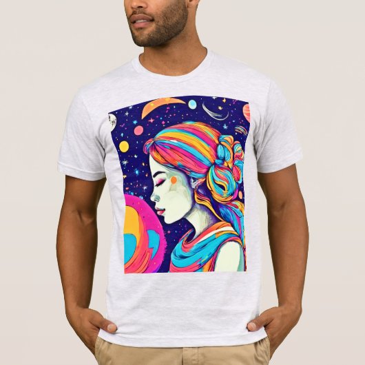 Badaist Maan Meisje Kunst T-shirt (Voorkant)