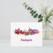 Badajoz skyline in waterverf briefkaart (Staand voorkant)
