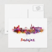 Badajoz skyline in waterverf briefkaart (Voorkant / Achterkant)